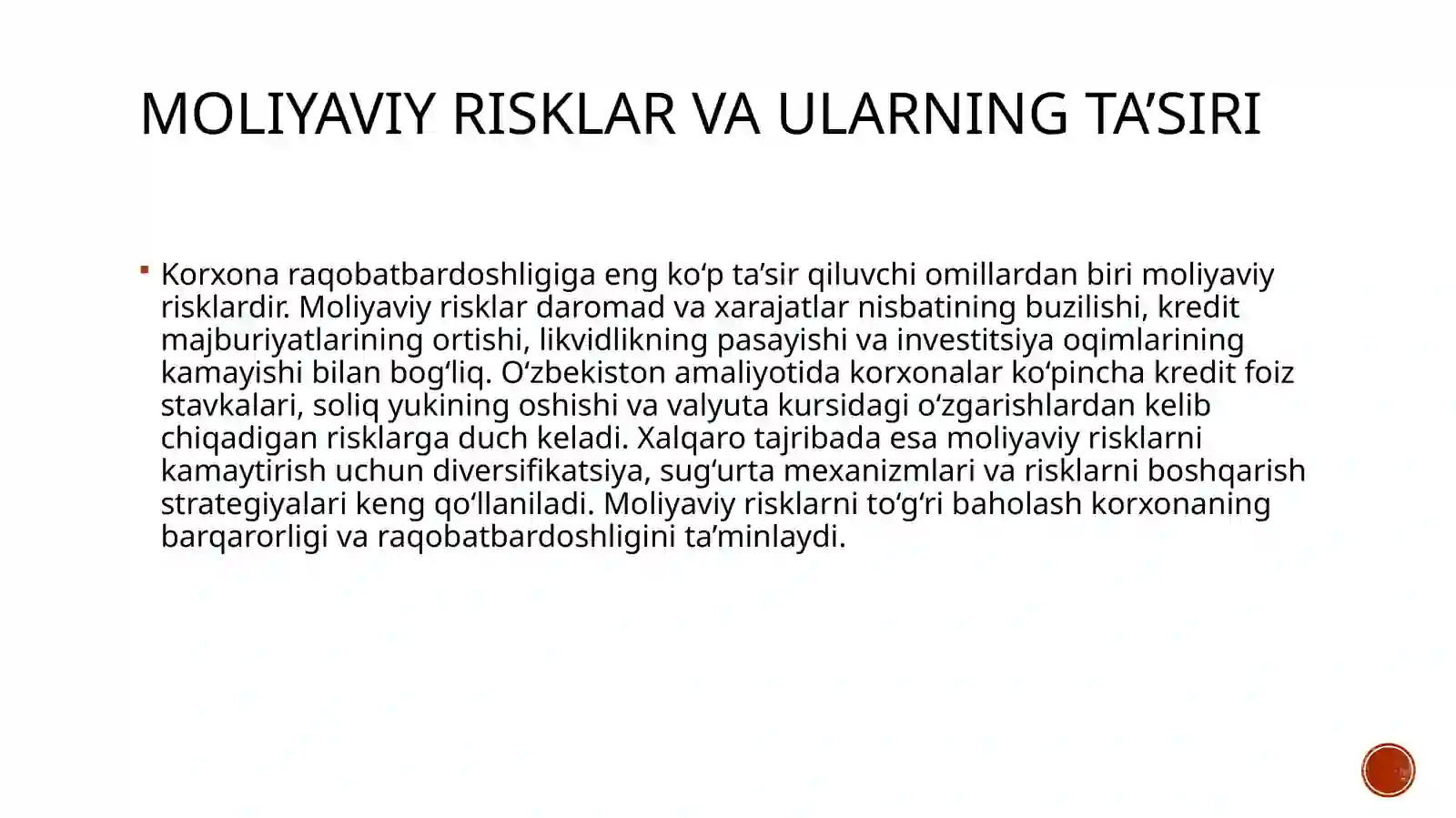 Risklar O'millarini Va Omillar Turlarini O'rganish 4