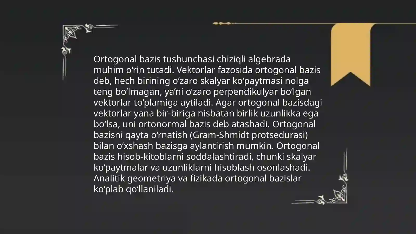 Ortogonal proyeksiya asoslari 4