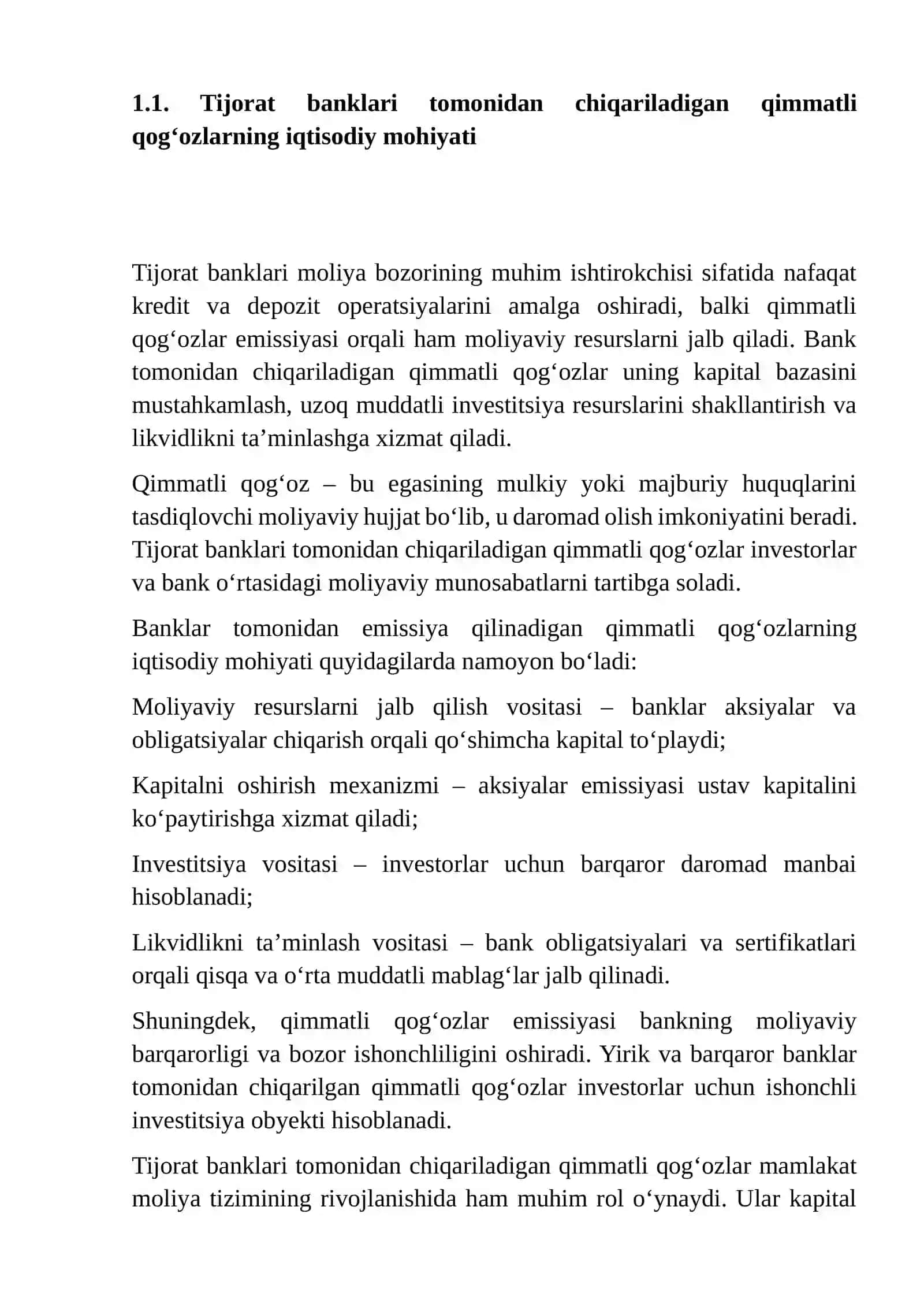 TIJORAT BANKLARI TOMONIDAN CHIQARILGAN QIMMATLI QOG'OZLAR VA ULARNING HISOBGA OLINISHI 4