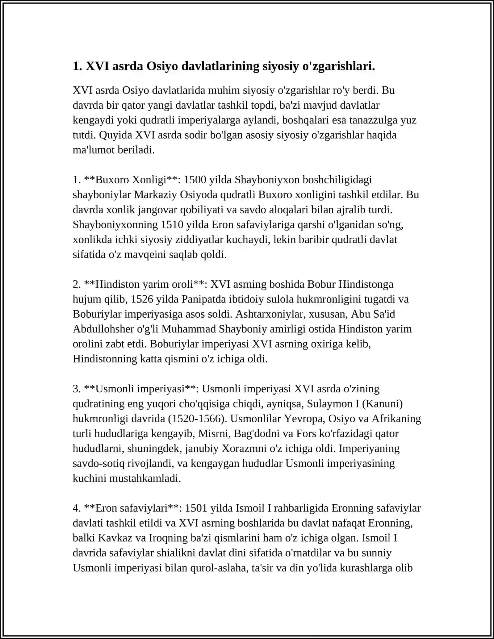 XVI-XVII ASRLARDA OSIYO VA AFRIKA DAVLATLARI SIYOSIY VA IQTISODIY O'ZGARISHLAR 4