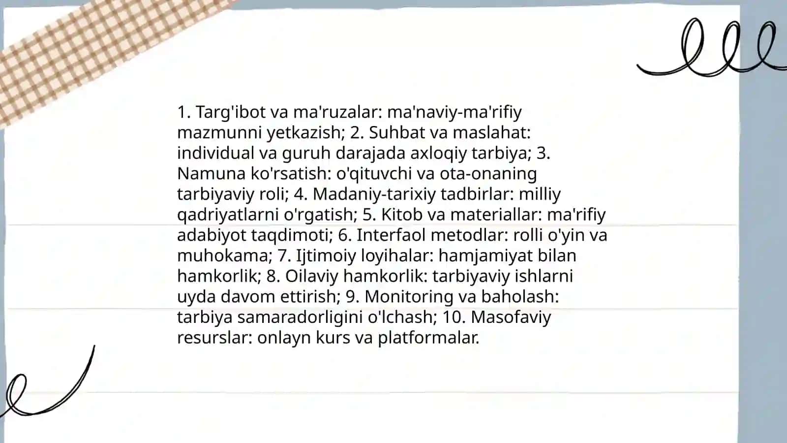Tarbiya turlarining tasnifi va pedagogik faoliyatdagi o'rni 4