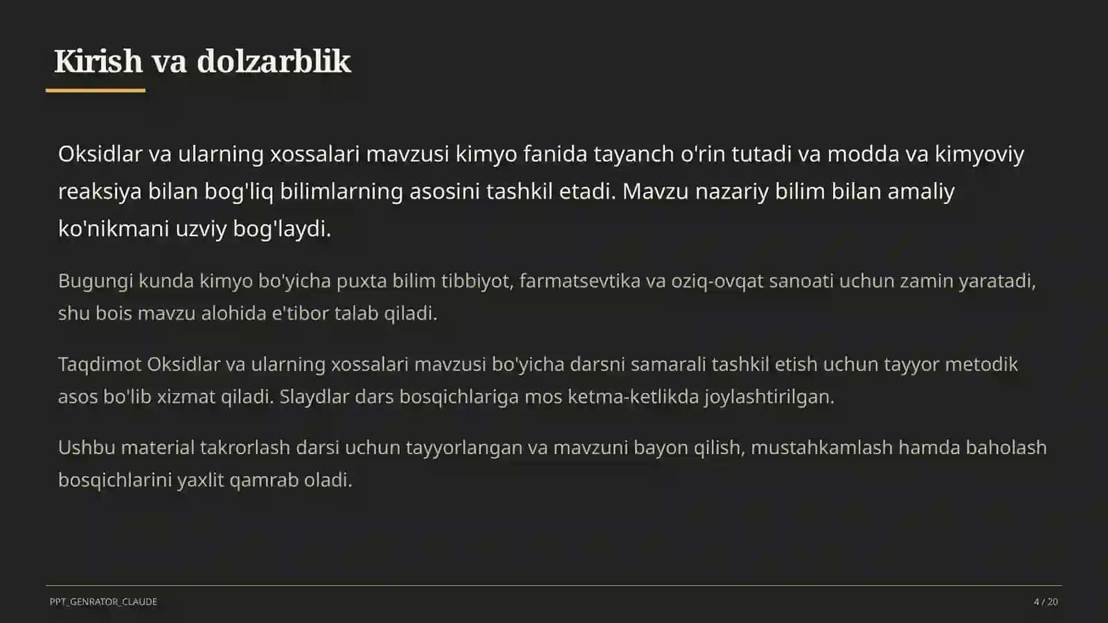 Oksidlar va ularning xossalari (8-sinf) 1