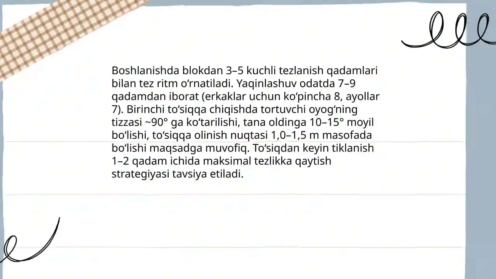 Toʻsiqlar osha yugurishning texnikasi va mashgʻulot metodikasi 4