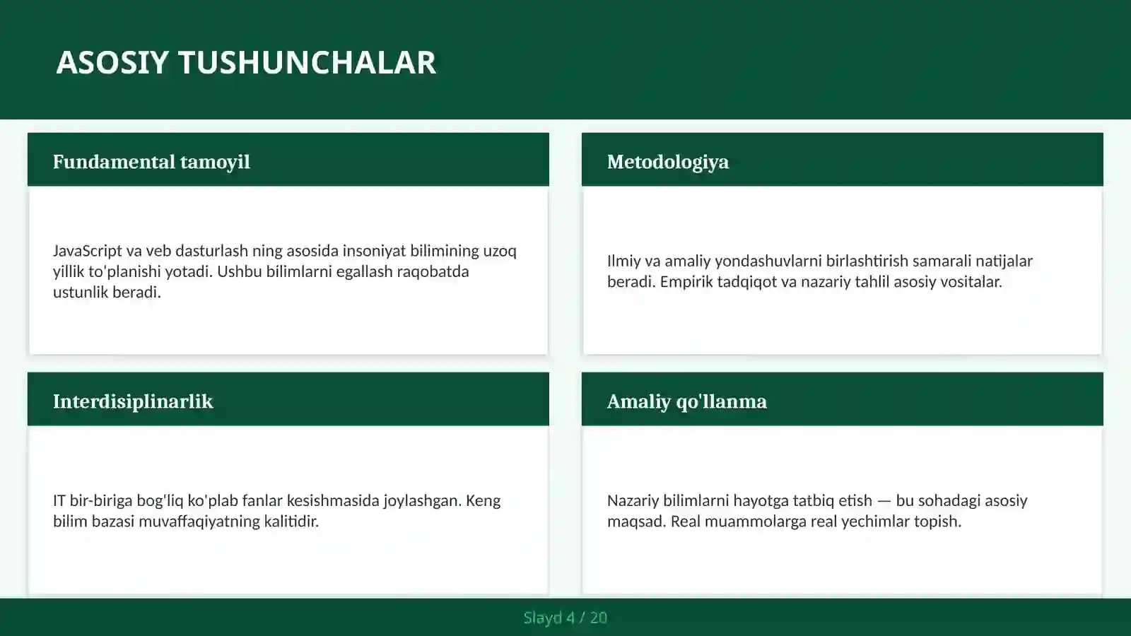 JAVASCRIPT VA VEB DASTURLASH 4