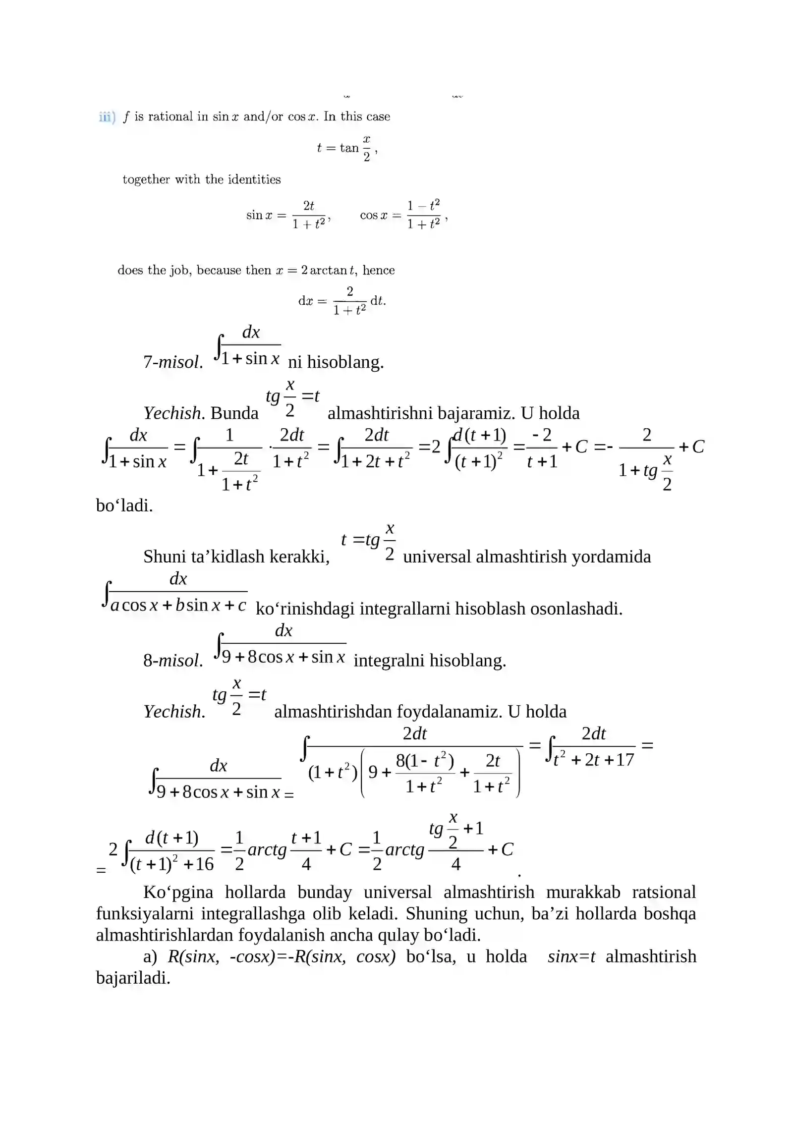 TRIGONOMETRIK IFODALARNI INTEGRALLASH 4
