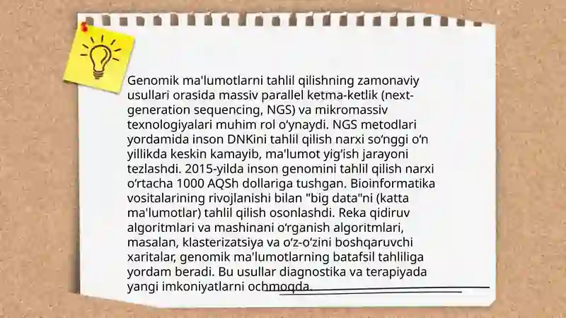 Inson genomi. Genomika va genom tibbiyotning istiqbollari. Patologik anatomiyada etika muammolari 4