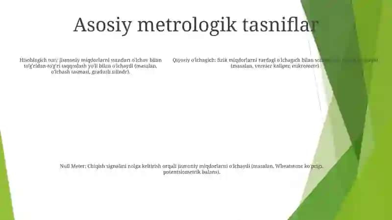 Olchash Asboblarini Aniqlik Klaslari Olcash Asboblarini Ososiy Metrolik Tasniflar 4