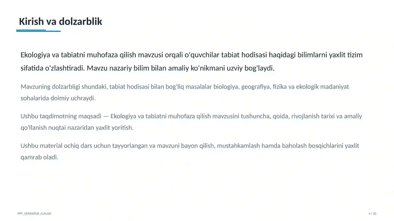 Ekologiya va tabiatni muhofaza qilish (4-sinf) 4