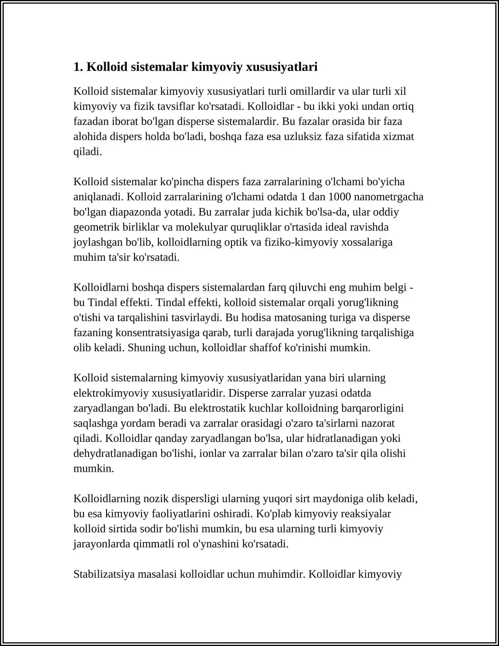 KOLLOID SISTEMALARNI DIALIZ YO'LI BILAN TOZALASH. GEMODIALIZNI O'TKAZISHDA KIMYONING AHAMIYATI 4