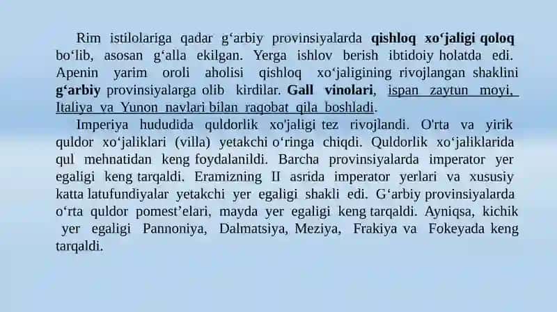 MILODIYI-II ASRLARDA RIM IMPERIYASIDA IJTIMOIY- IQTISODIY MUNOSABATLAR 4