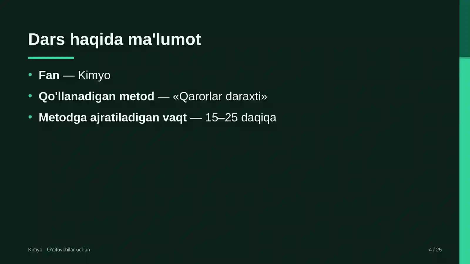 kimyo darslarida qarorlar daraxti metodidan foydalanish 1556 4