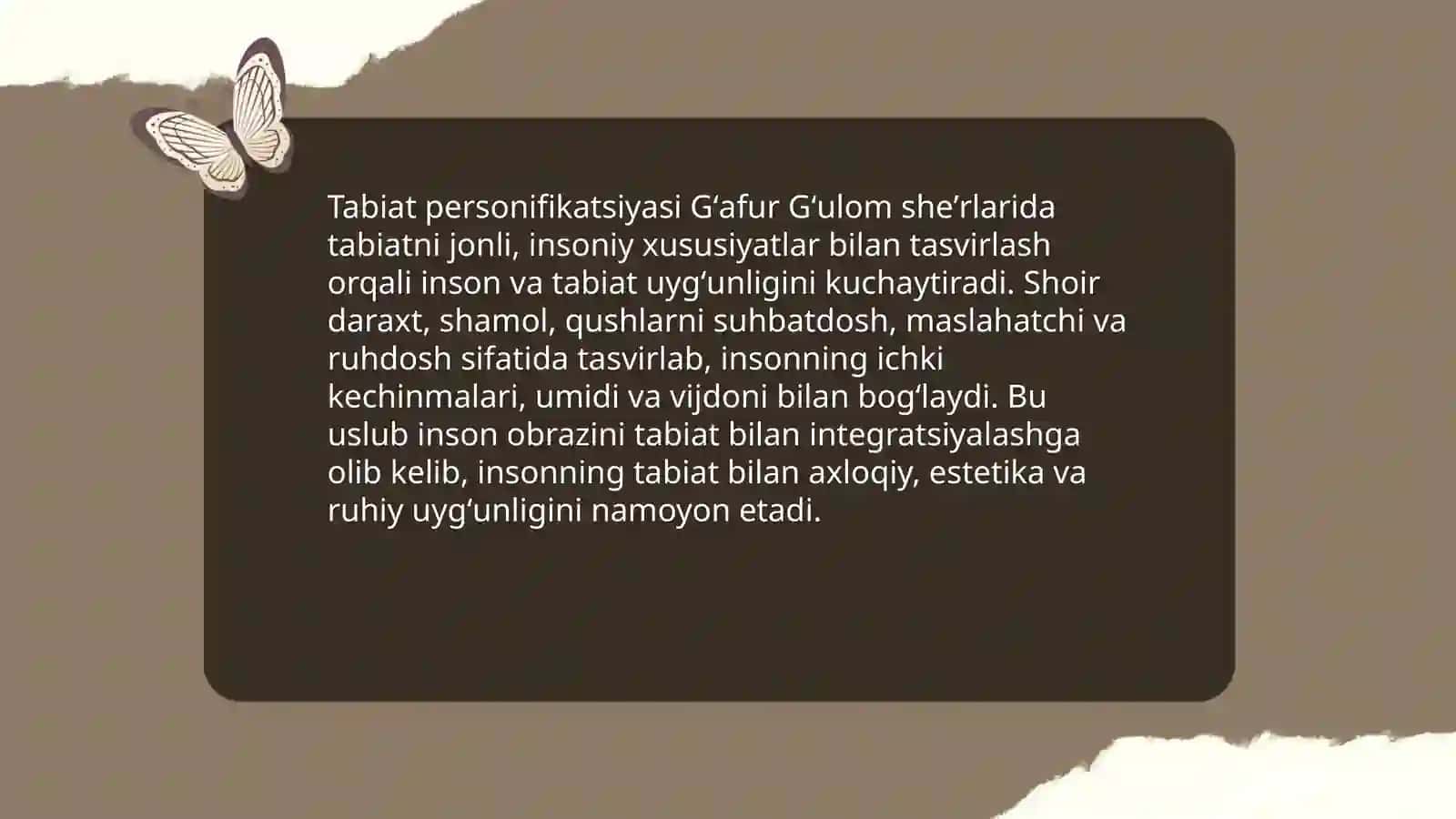 Gʻafur Gʻulomning sheʼriy asarlarida inson va tabiat oʻrtasidagi munosabatlarning shakllanishi 4
