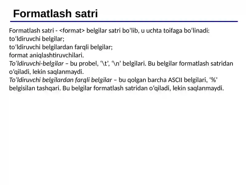 Formatli o‘qish va yozish funksiyalari 4