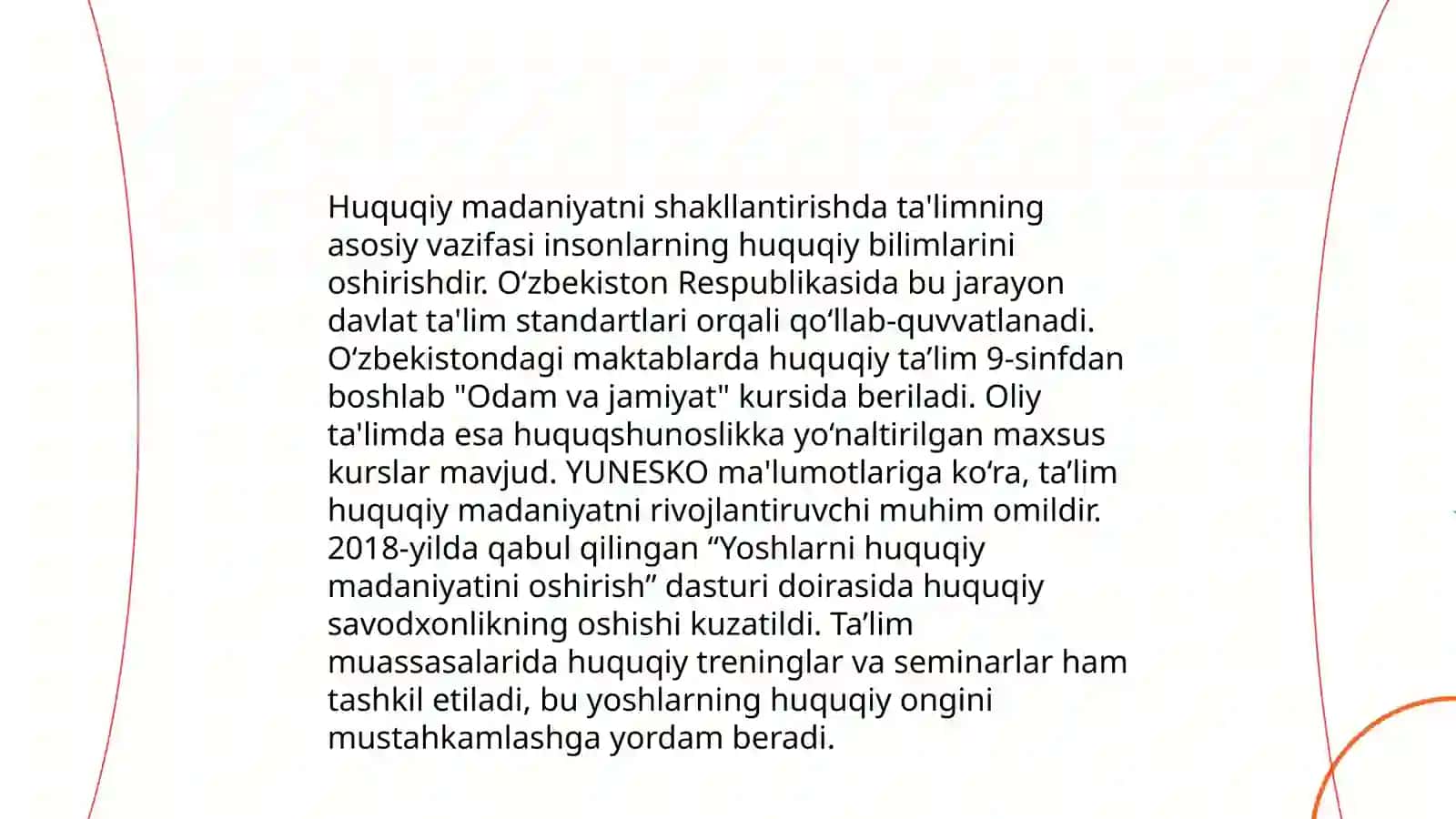 Huquqiy madaniyatni shakllantirishda huquqiy tarbiyaning o‘rni 4