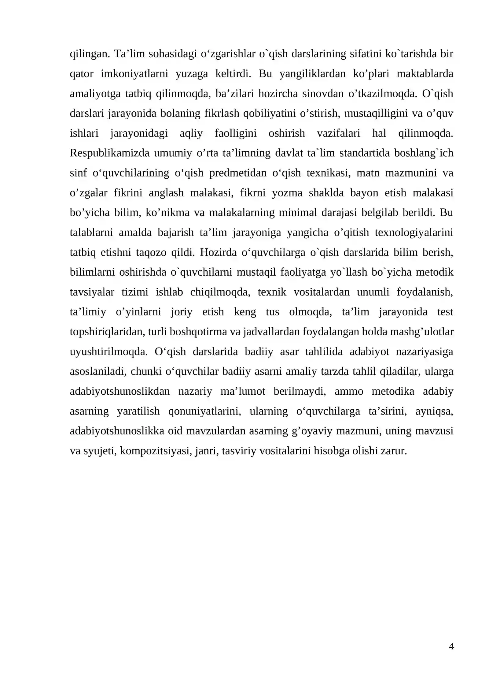Boshlang’ich sinf ona tili va o’qish savodxonligi darslarida “tabiat ne’matlari” mavzusini o’rgatish 4