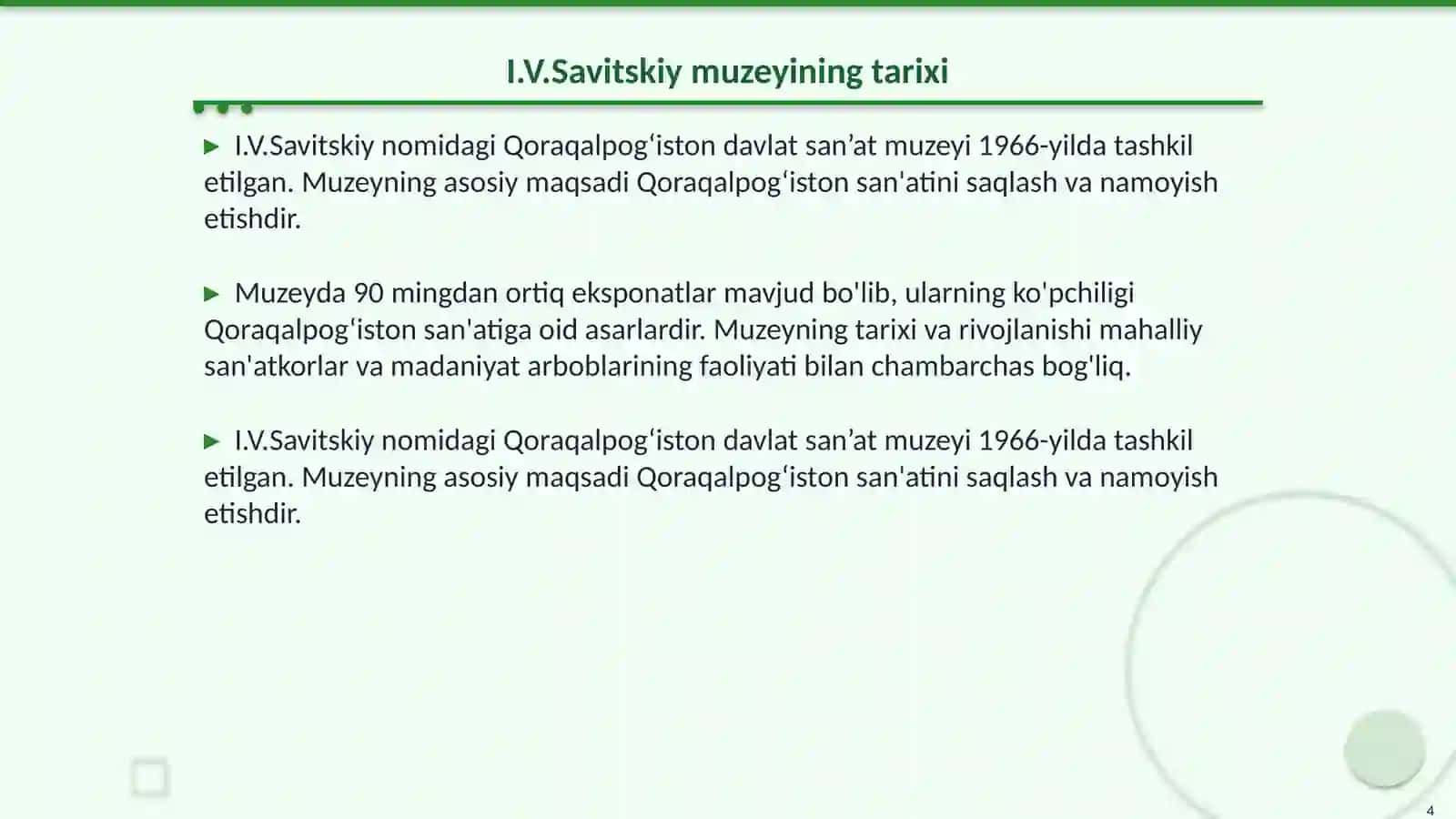 Toshkent shahrida joylashgan muzeylar faoliyati 4