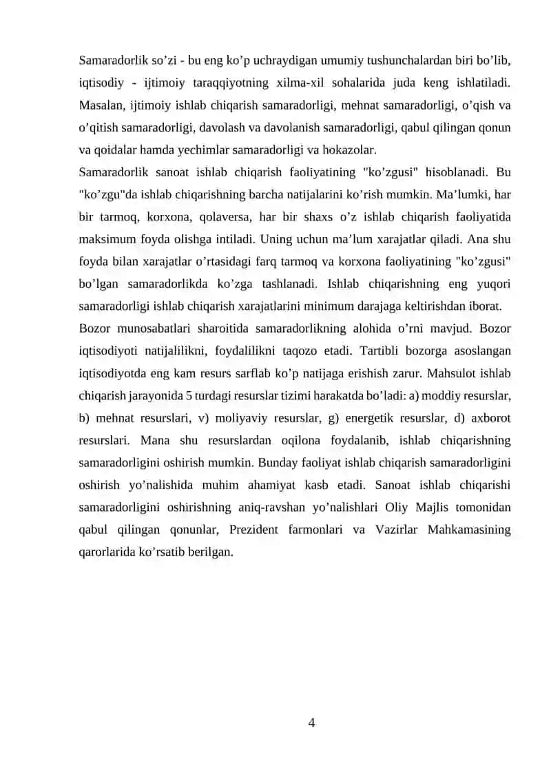 Sanoat zonalarining iqtisodiy samaradorligini tahlil qilish 4