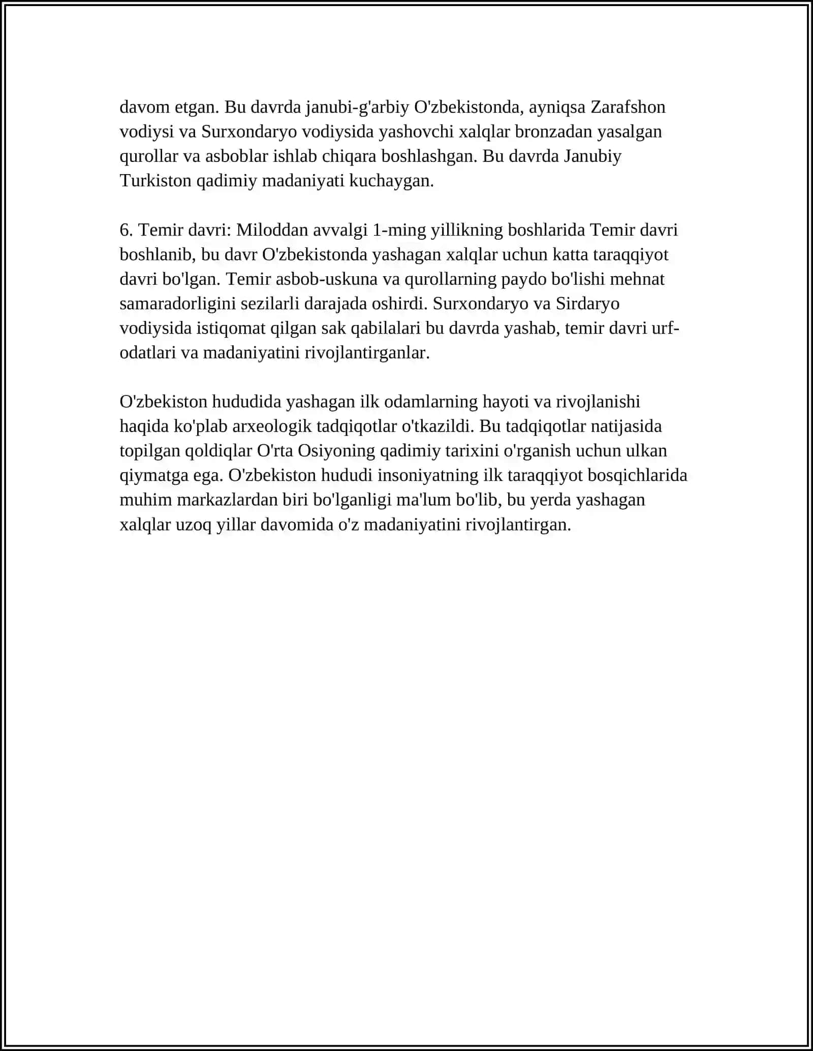 O'ZBEKISTONNING QADIMGI VA O'RTA ASRLAR TARIXI 4