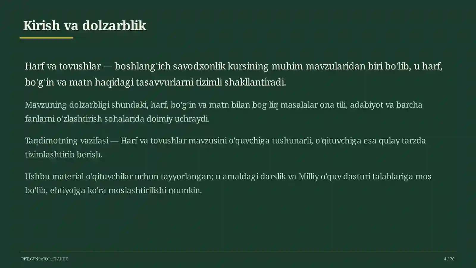 Harf va tovushlar (1-sinf) 4