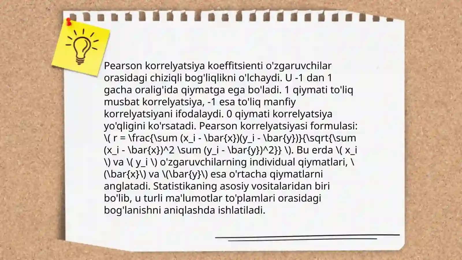 Korrelyatsiya koeffitsienti uning baholash usullari statistik tahlil etishda 4