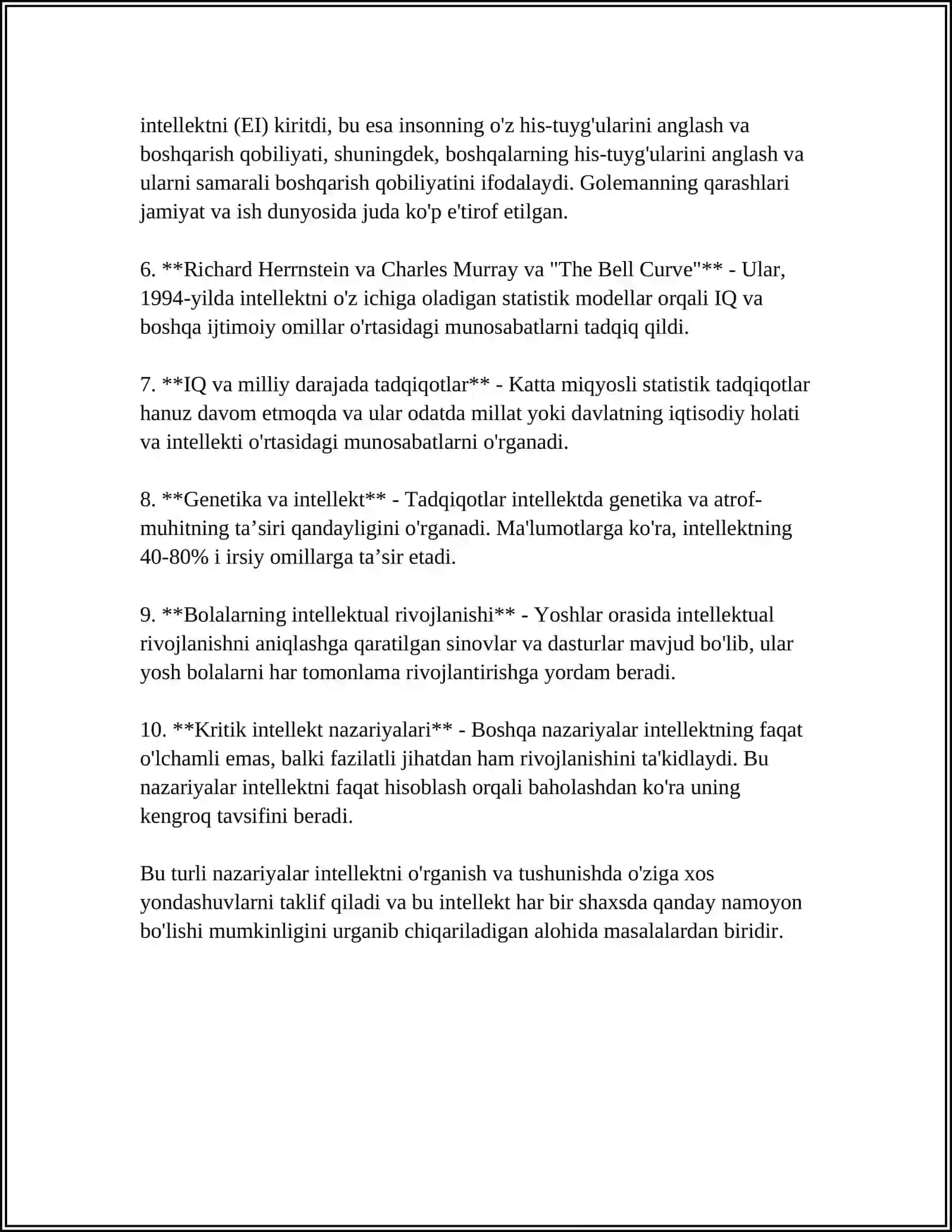 MUSTAQIL ISH Mavzu: INTELEKT VA KREATIVLIK NAZARIYASI 4