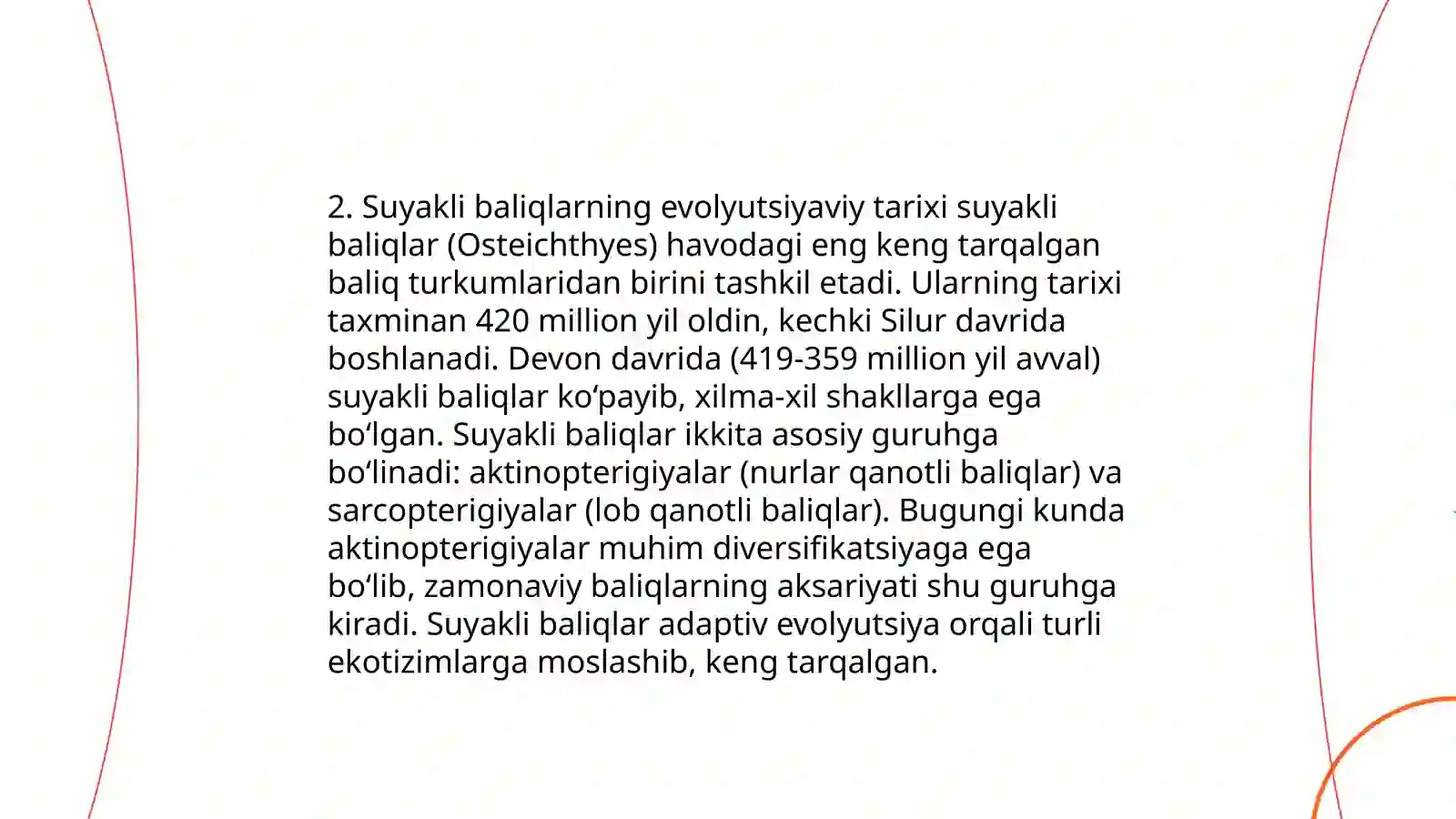 Suyakli baliqlarning kelib chiqishi sistemasi va evolyutsiyasi 4