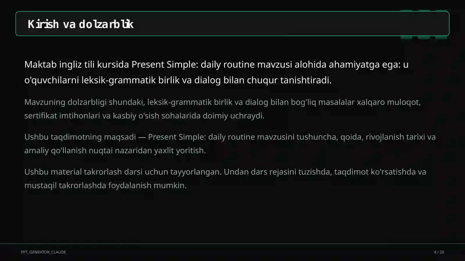 Present Simple: daily routine (3-sinf) 1