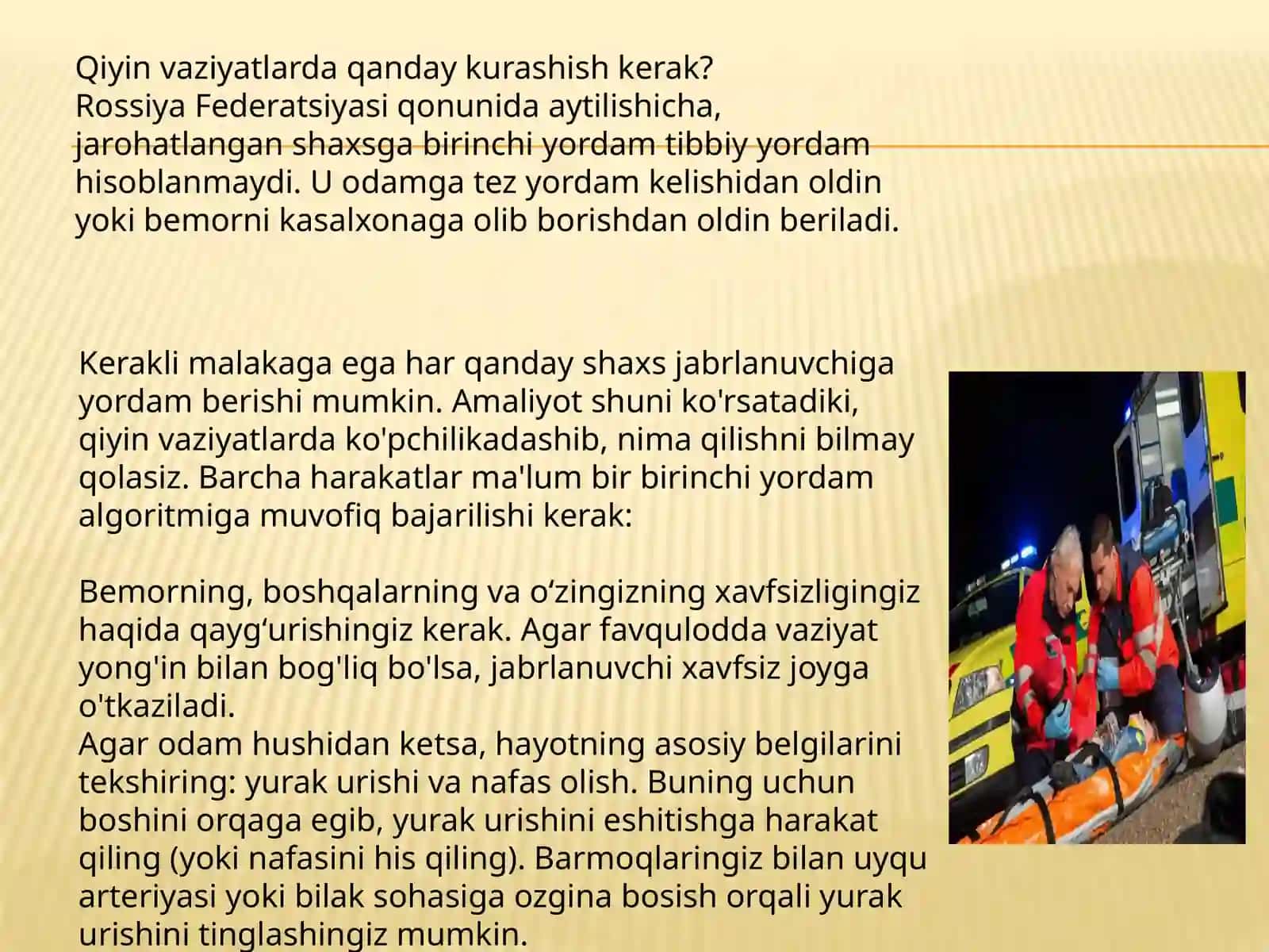 FAVQULOTDA  XOLATLARDA YORDAM 4