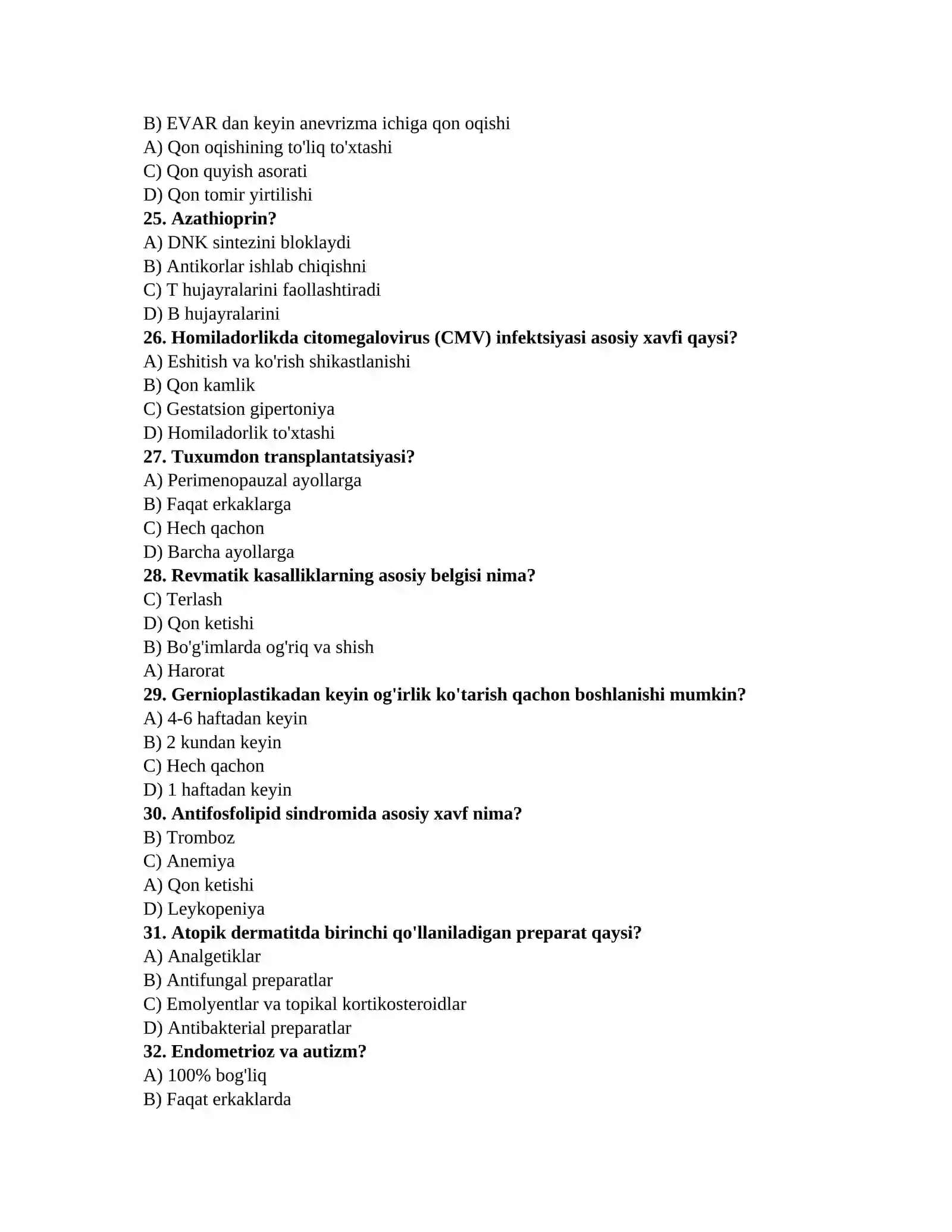 Bolalar kasalliklari savollari 4