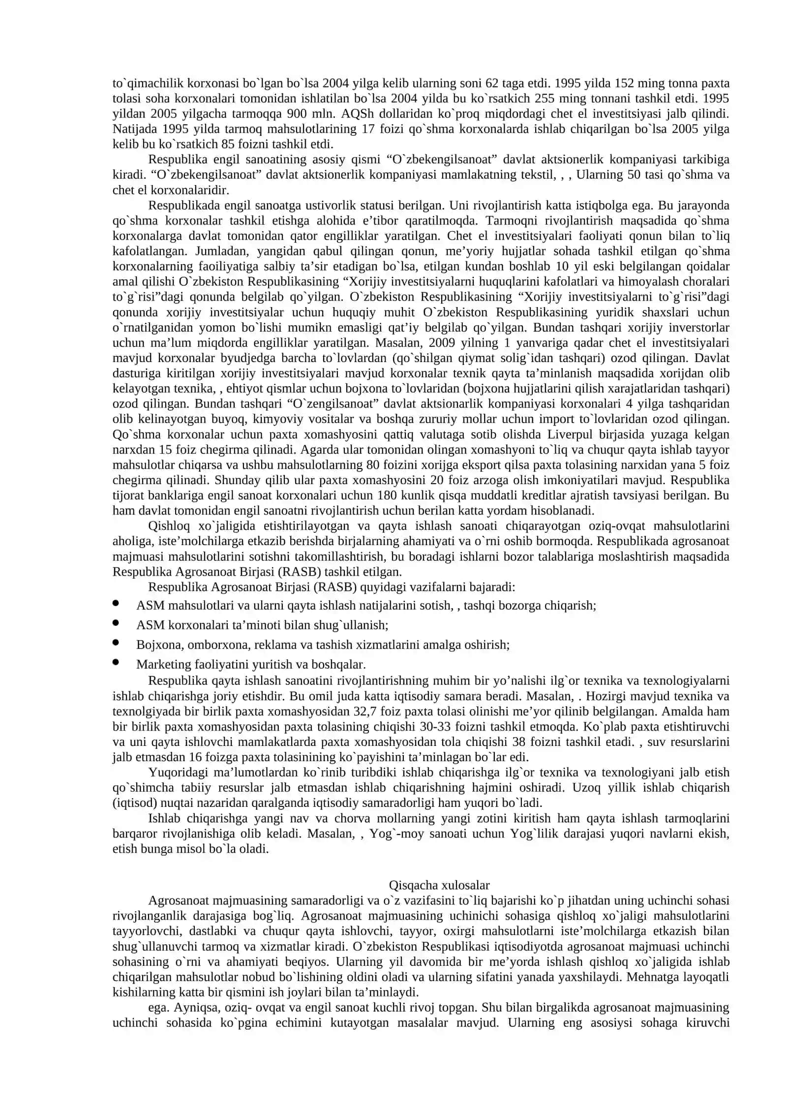 AGROSANOAT MAJMUASINING QIShLOQ XO`JALIGI MAHSULOTLARINI TAYYoRLOVChI ISTЕ’MOLChILARGA ETKAZIB BЕRUVChI SOHAsI 4