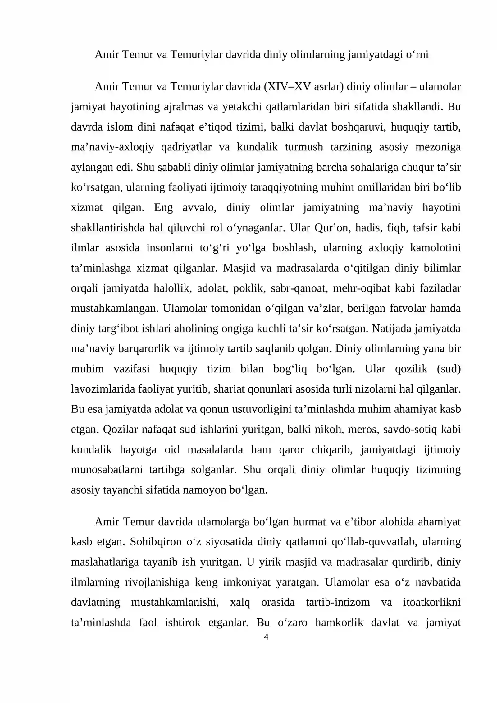 Amir Temur va Temuriylar davrida diniy olimlar 4
