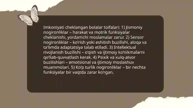 Nogronlik tushunchasi imkoniyati cheklangan bolalar toifalarini jamiyatga qoʻshish 4