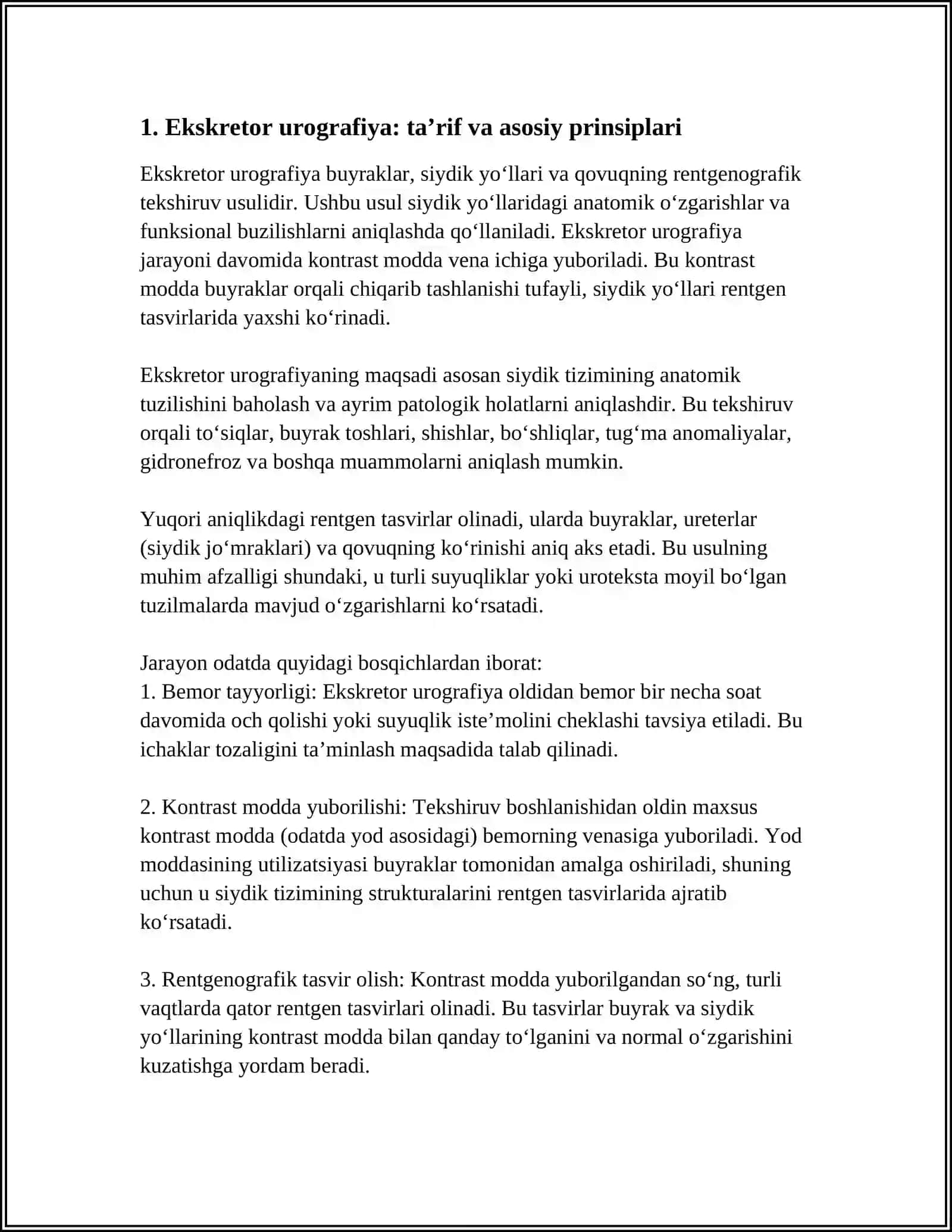 Ekskretor Urografiya Ko'rsatma va Qarshi Ko'rstama 4