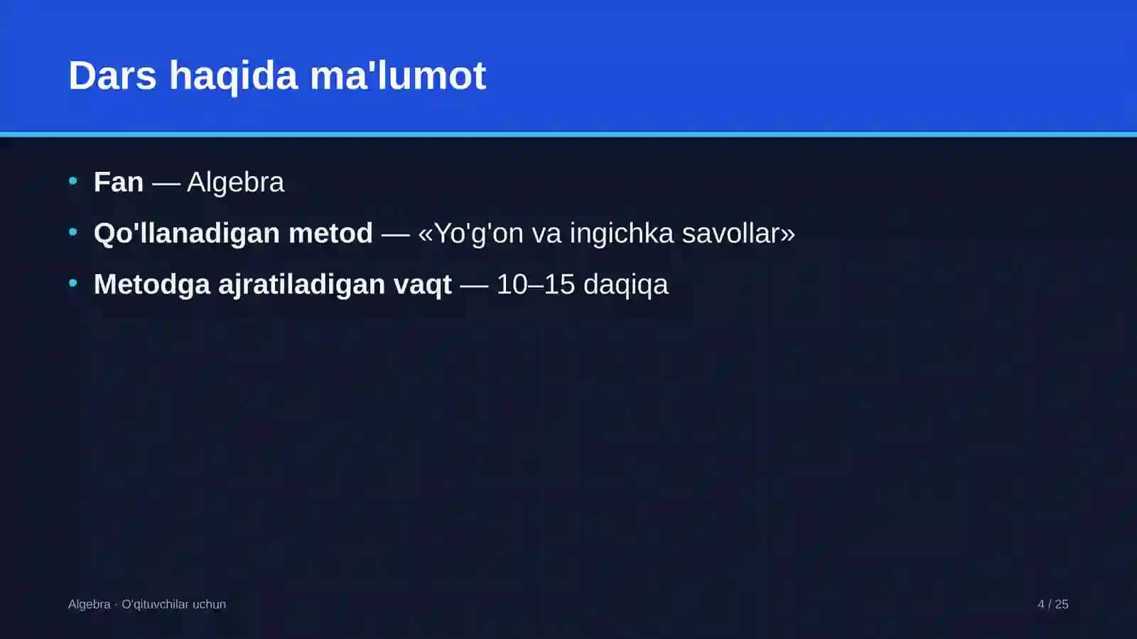 algebra darslarida yo'g'on va ingichka savollar metodidan foydalanish 1736 4