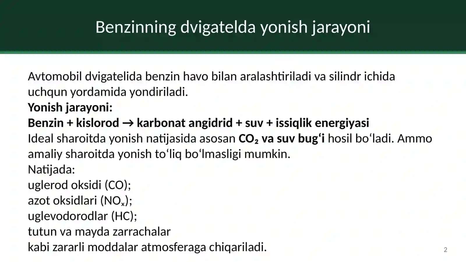 AVTOBENZINLARNING VA ULARNING DVIGATELDA YONISHINING ATROF-MUHITGA TA'SIRI 4