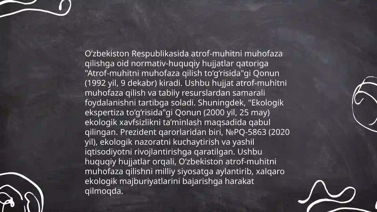 O'zbekistonning ekologiya qonunchiligi va uning samaradorligini oshirish xususiyatlari 4