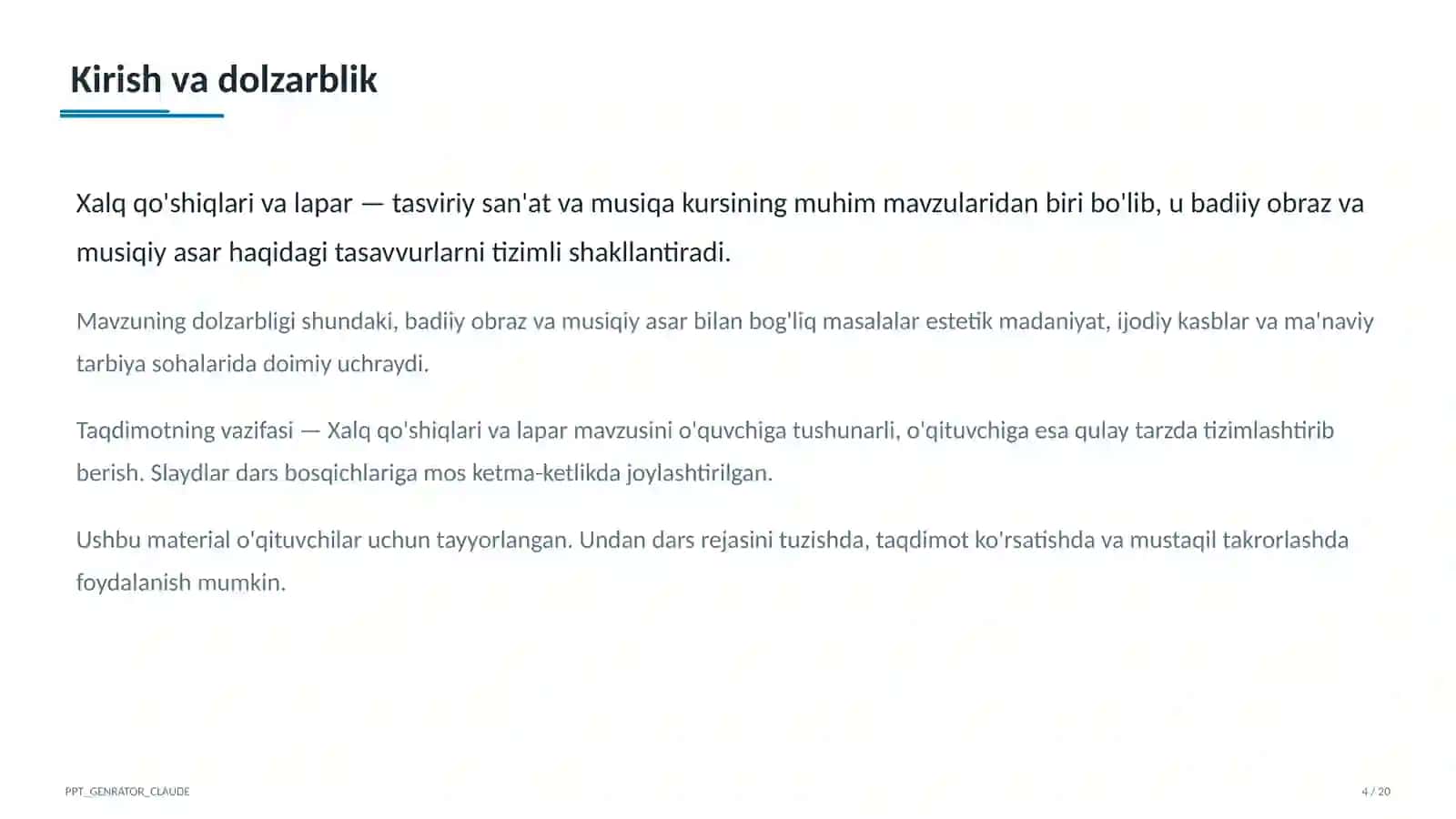 Xalq qo'shiqlari va lapar (3-sinf) 4