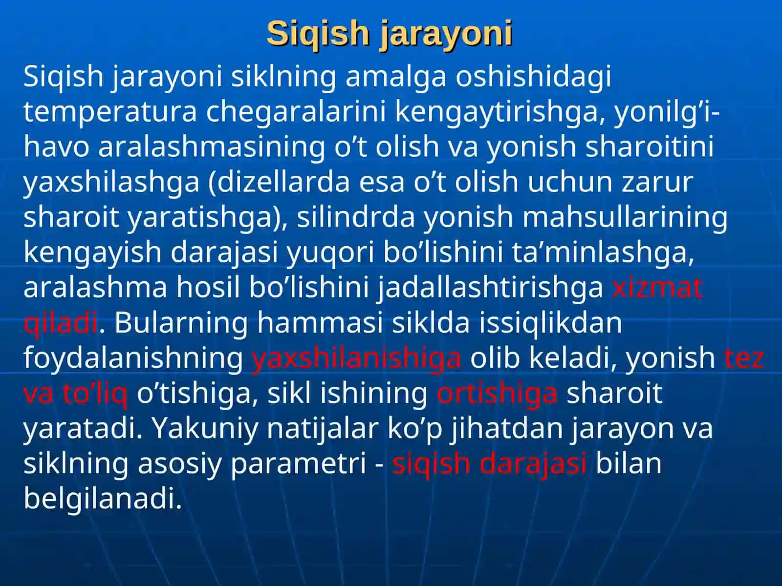 "Issiqlik texnikasi va ichki yonuv dvigatellari" fani bo’yicha elektron ma’ruza matnlarini 4
