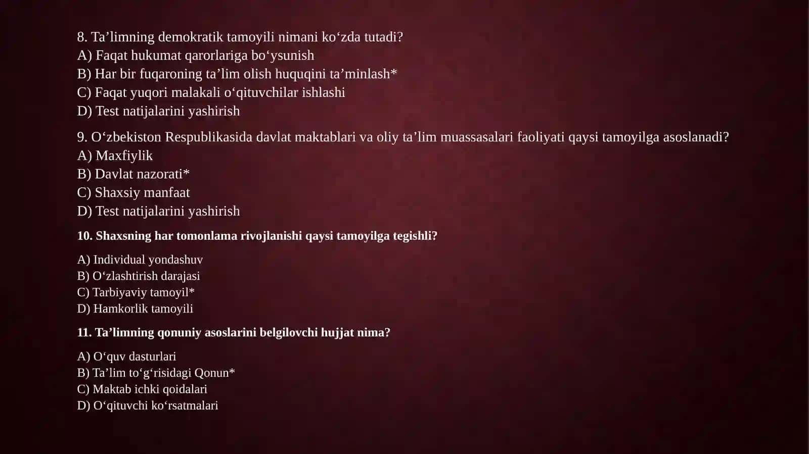 TA'LIM TO'G'RISIDAGI QONUNLARINI VA TAMOYILLARINI O'RGANISH 4