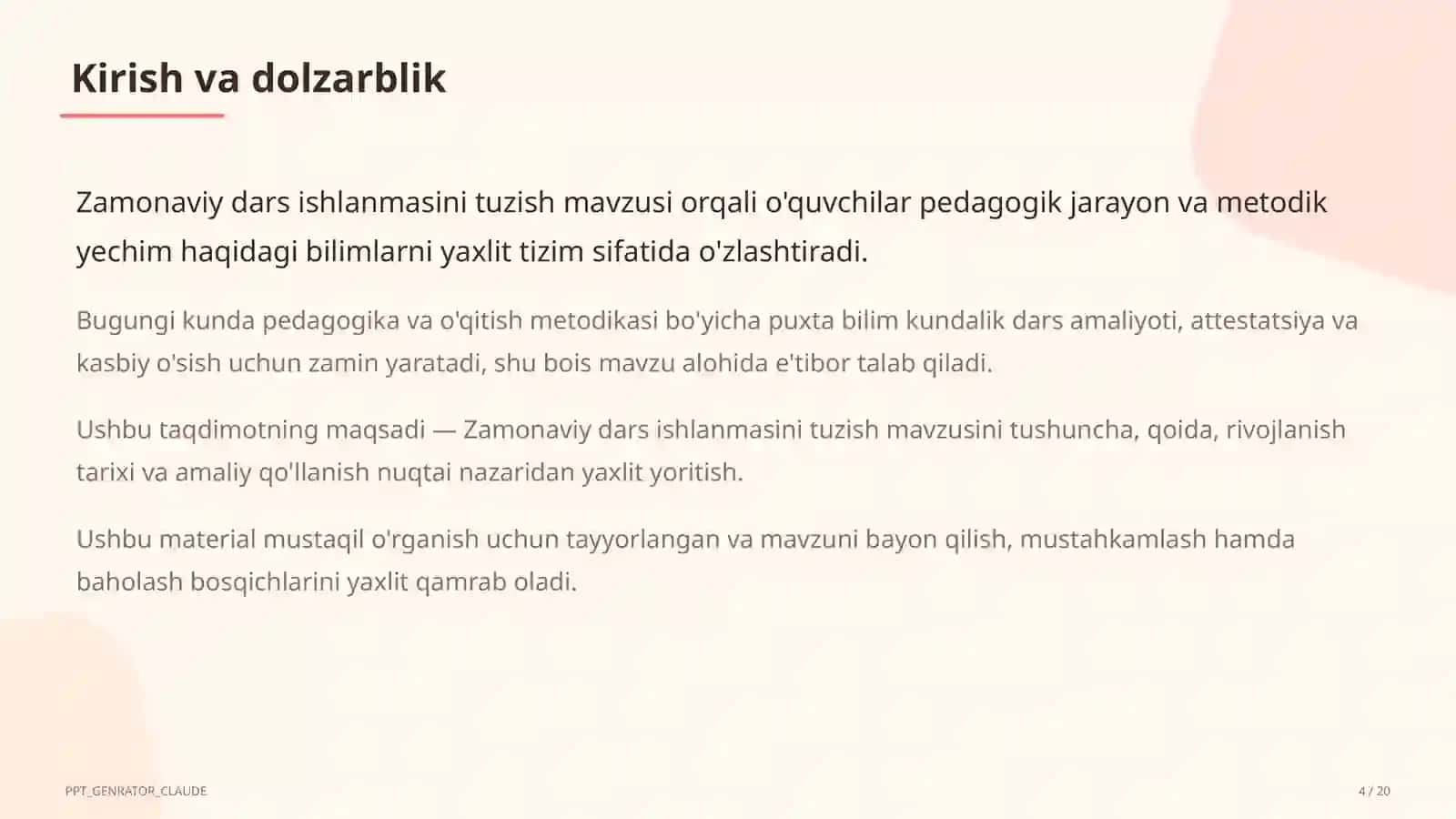 Zamonaviy dars ishlanmasini tuzish 4
