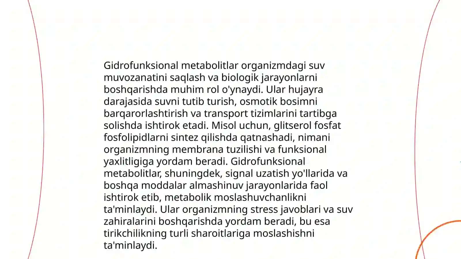 Gidrofunksional birikmalar metabalitlar va dorovor vositalar sifatida 4