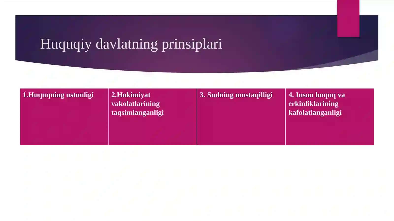 Huquqiy davlat nazariyasi, tushunchasi, prinsiplari va belgilari 4
