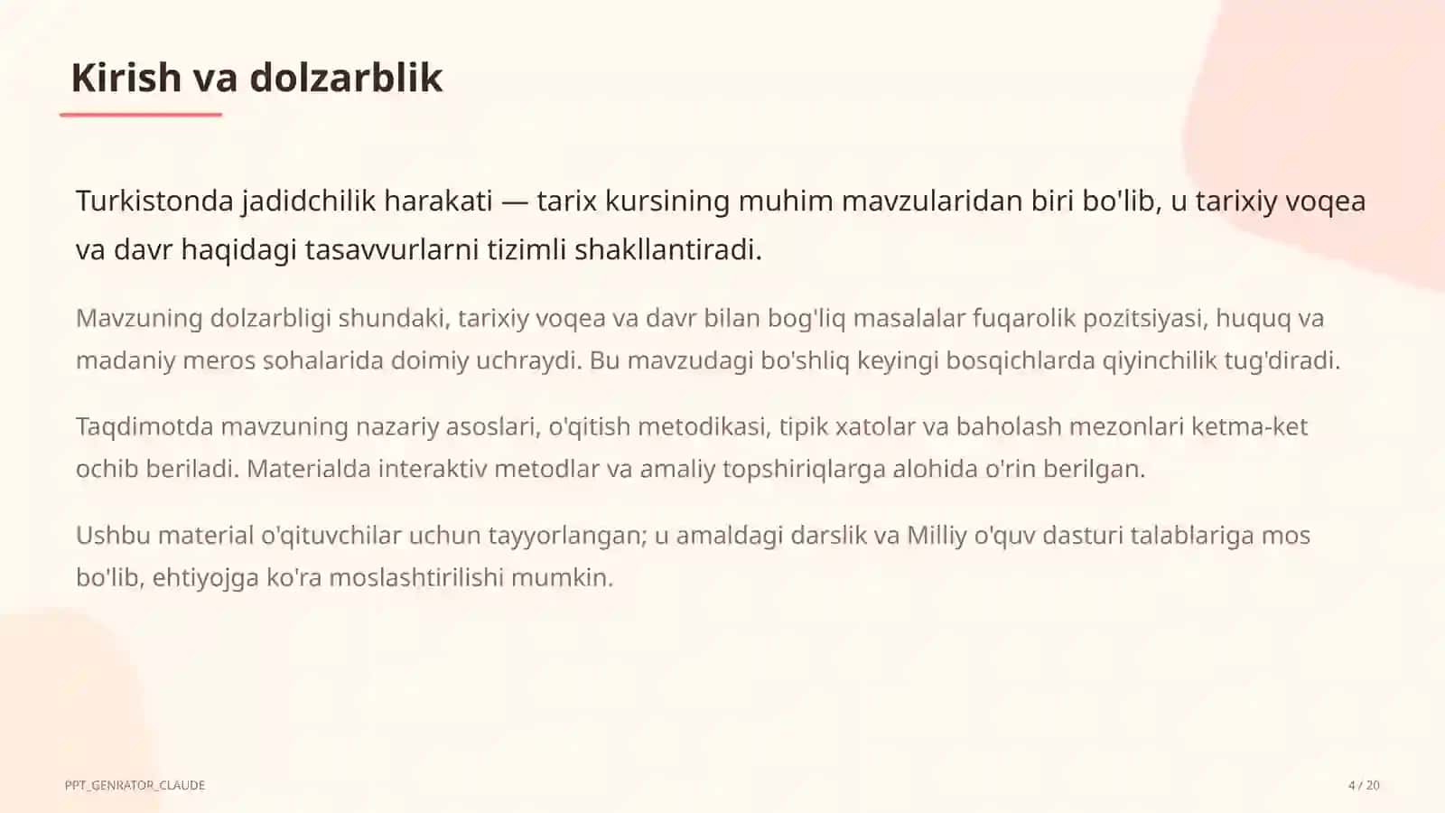 Turkistonda jadidchilik harakati (9-sinf) 4