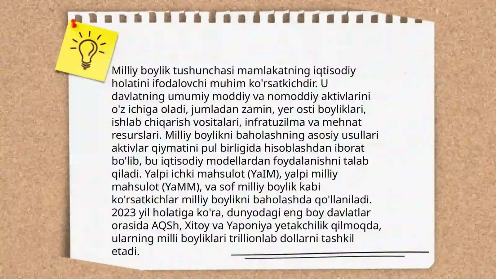 Iqtisodiy oʻsish va milliy boylik. ( Oʻzbekistonda) 4