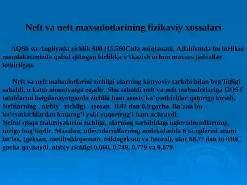 Neft va tabiiy gaz mahsulotlarining xossalari 4