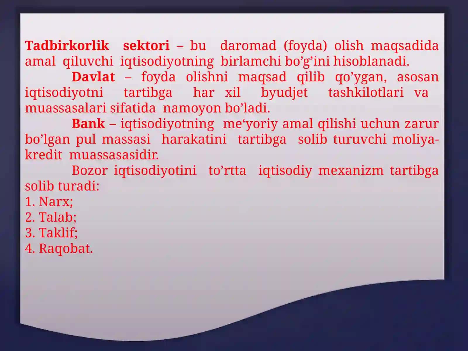 Bozor iqtisodiyotining asoslarini o'rganamiz 4