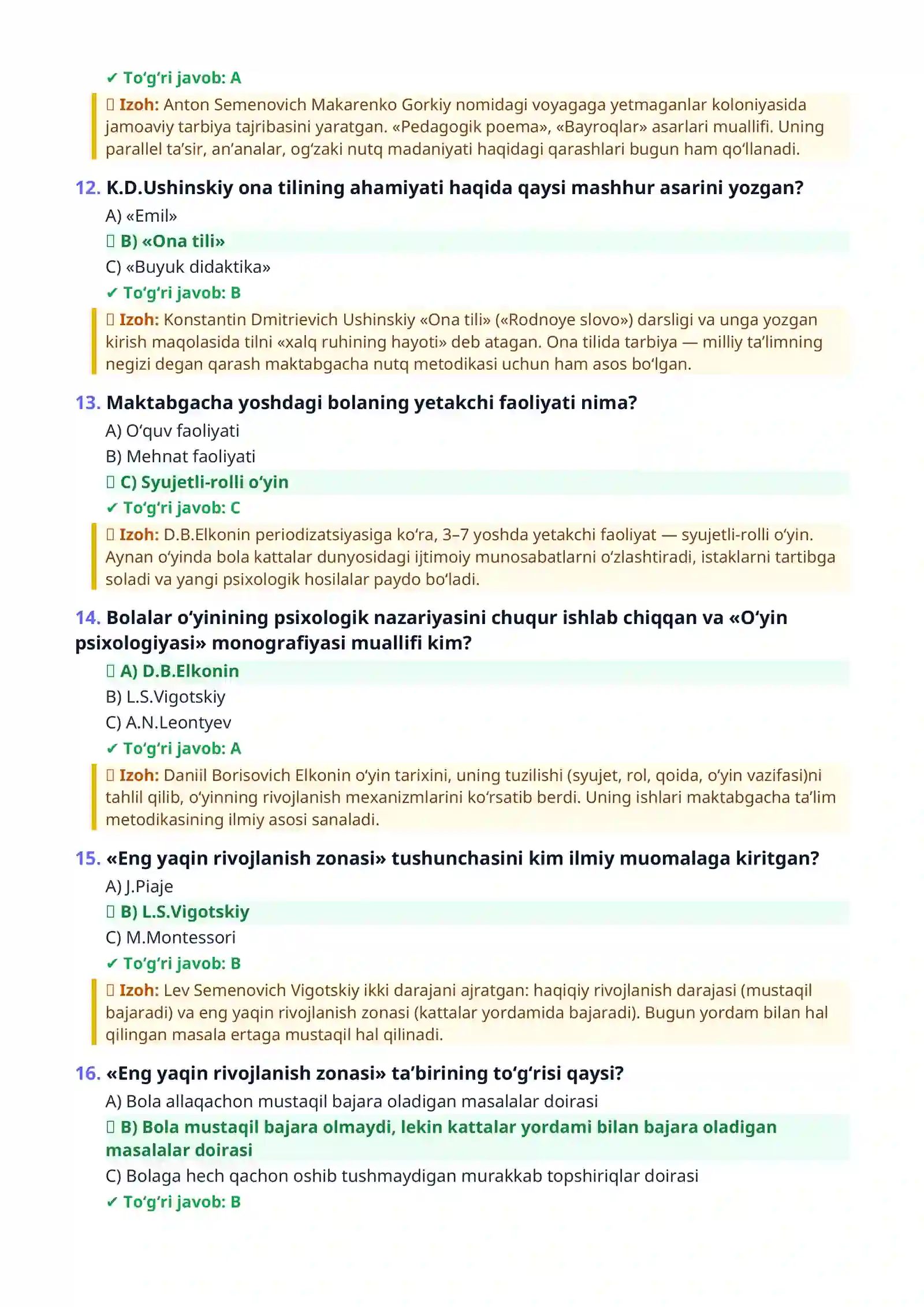 MAKTABGACHA TA’LIM TARBIYACHISI SUHBAT SAVOLLARI VA JAVOBLARI 1000 TA TEST TO‘PLAMI 4