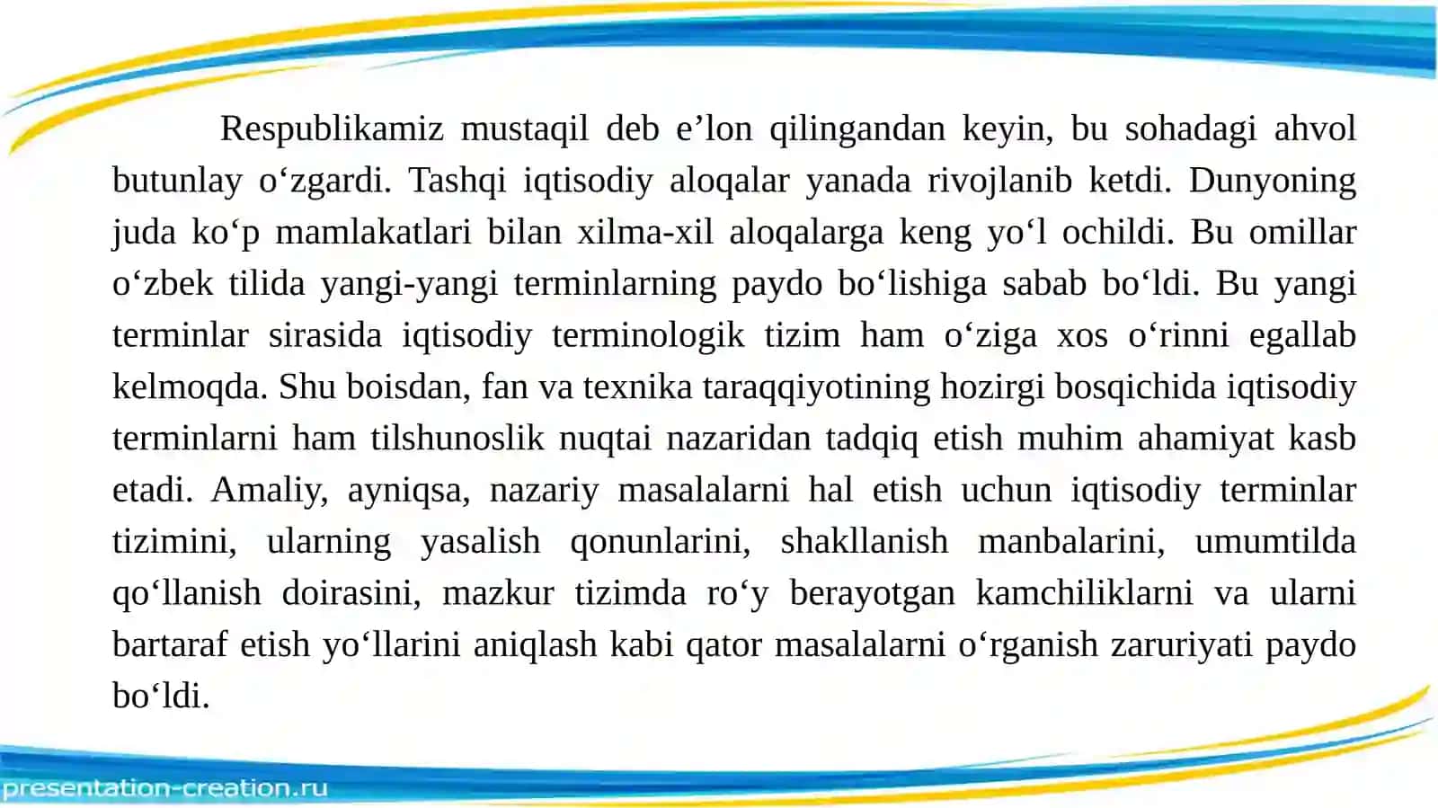 Til va terminologiya. O‘zbek terminologiyasining taraqqiyot bosqichlari. 4
