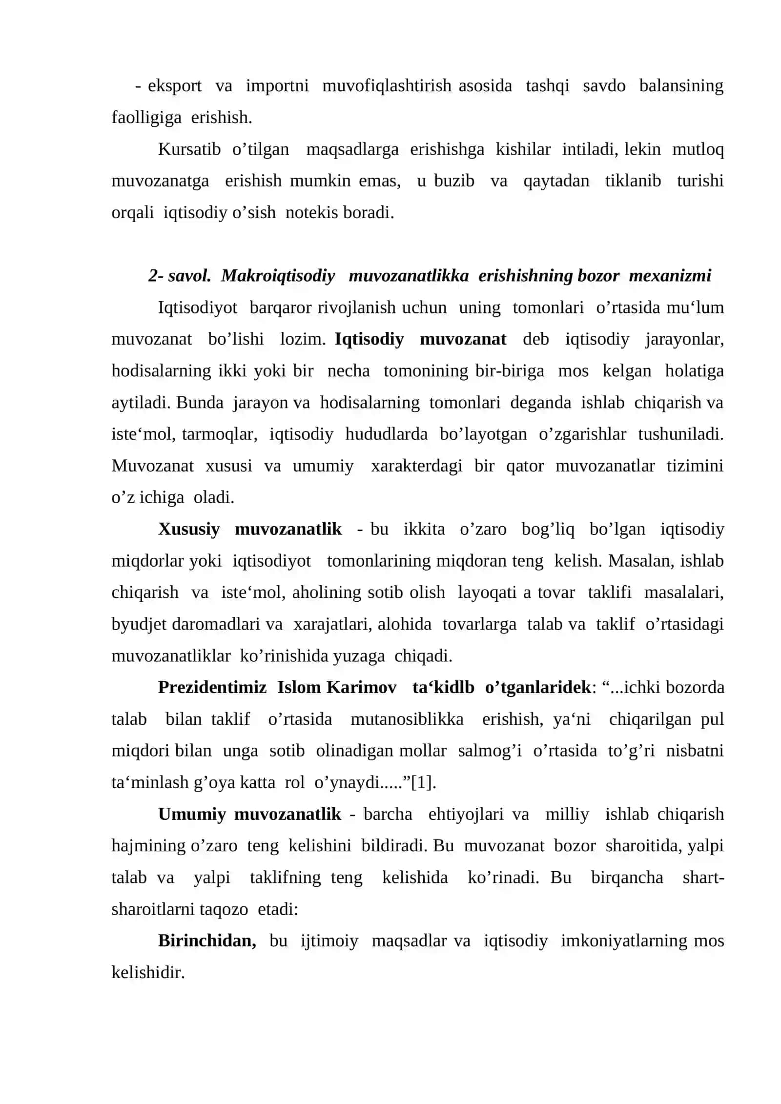 Milliy iqtisodiyotning nisbatlari, muvozanati va tsiklli rivojlanish tavsifi 4
