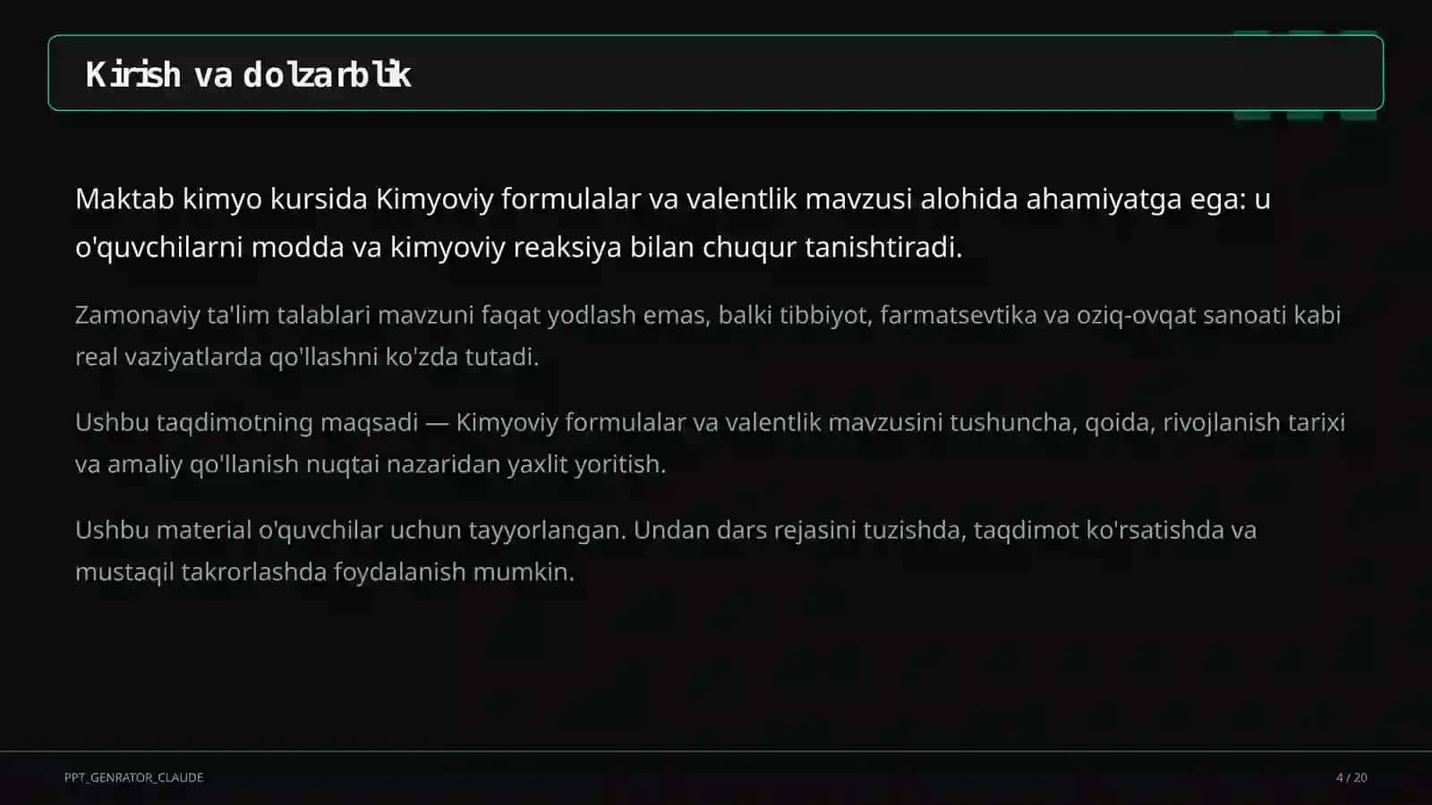 Kimyoviy formulalar va valentlik (7-sinf) 4